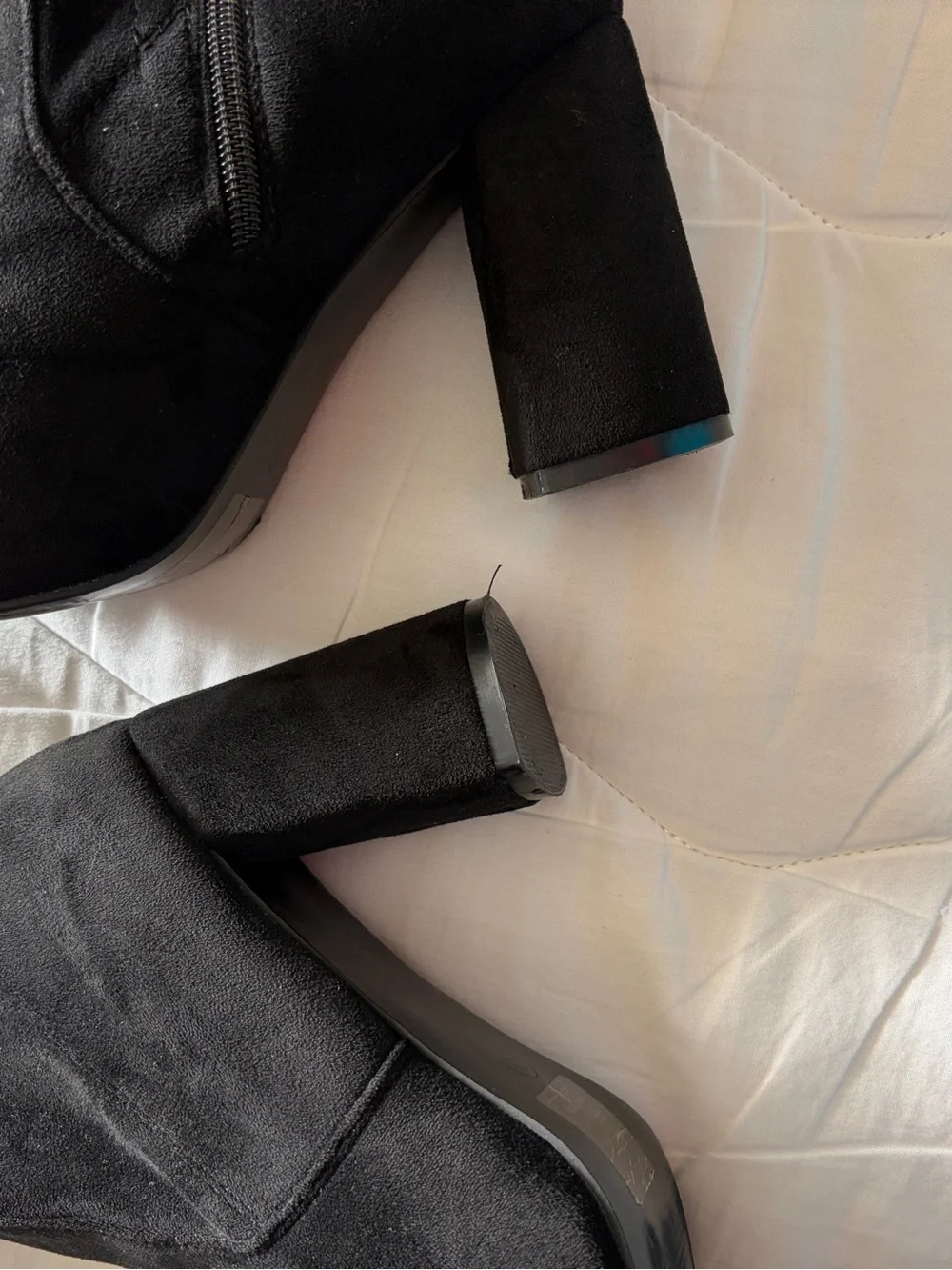 Black Over-the-Knee Block Heel Boots with Side Zip
